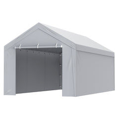 Carport Replacement Canopy Cover Top + Side Wall 10 x 20 ft, Garage Tent Shelter Tarp Heavy-Duty Waterproof & UV Protected, Easy Installation with Ball Bungees,White (Frame Not Included)