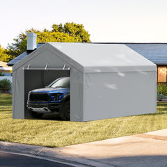 Carport Replacement Canopy Cover Top + Side Wall 10 x 20 ft, Garage Tent Shelter Tarp Heavy-Duty Waterproof & UV Protected, Easy Installation with Ball Bungees,White (Frame Not Included)