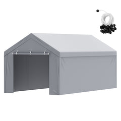 Carport Replacement Canopy Cover Top + Side Wall 10 x 20 ft, Garage Tent Shelter Tarp Heavy-Duty Waterproof & UV Protected, Easy Installation with Ball Bungees,White (Frame Not Included)