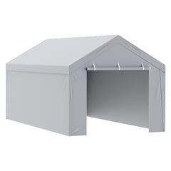 Carport Replacement Canopy Cover Top + Side Wall 10 x 20 ft, Garage Tent Shelter Tarp Heavy-Duty Waterproof & UV Protected, Easy Installation with Ball Bungees,White (Frame Not Included)