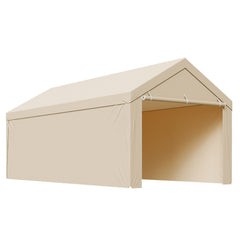 Carport Replacement Canopy, 6 x 3 m Potable Garage Tent Top Tarp with Sidewalls, UV-Resistant & Waterproof, Heavy Duty Car Shelter Tarp with Ball Buggees, Beige, Frame Not Included