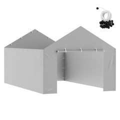 Carport Replacement Canopy Cover Side Wall 6 x 3.6 m, Garage Tent Shelter Tarp Heavy-Duty Waterproof & UV Protected, Easy Installation with Ball Bungees,Grey (Top and Frame Not Included)