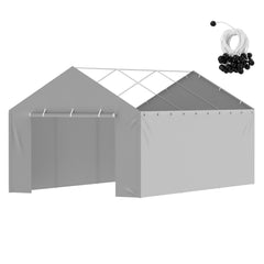 Carport Replacement Canopy Cover Side Wall 6 x 3.6 m, Garage Tent Shelter Tarp Heavy-Duty Waterproof & UV Protected, Easy Installation with Ball Bungees,Grey (Top and Frame Not Included)