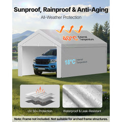 Carport Replacement Canopy, 6x 3.6 m Potable Garage Tent Top Tarp with Sidewalls, UV-Resistant & Waterproof, Heavy Duty Car Shelter Tarp with Ball Buggees, Grey, Frame Not Included