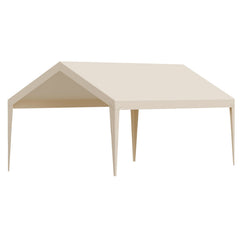 Carport Replacement Canopy, 6 x 3.6 m Potable Garage Tent Top Tarp, UV-Resistant & Waterproof Car Shelter Tarp, Heavy Duty Car Port Cover with Ball Buggees, Beige, Frame Not Included