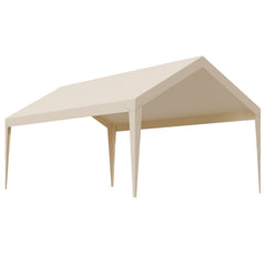 Carport Replacement Canopy, 6 x 3.6 m Potable Garage Tent Top Tarp, UV-Resistant & Waterproof Car Shelter Tarp, Heavy Duty Car Port Cover with Ball Buggees, Beige, Frame Not Included