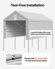 Carport Replacement Canopy, 6 x 4 m Potable Garage Tent Top Tarp with Sidewalls, UV-Resistant & Waterproof, Heavy Duty Car Shelter Tarp with Ball Buggees, Grey, Frame Not Included