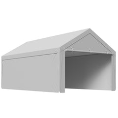 Carport Replacement Canopy, 6 x 4 m Potable Garage Tent Top Tarp with Sidewalls, UV-Resistant & Waterproof, Heavy Duty Car Shelter Tarp with Ball Buggees, Grey, Frame Not Included
