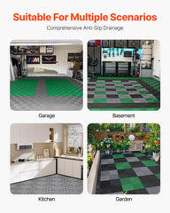 Interlocking Drainage Mat, 31 x 31 cm Modular Interlocking Cushion, 50 Pcs Splicing Drainage Mats, Non-Slip Gray PP Drainage Floor Tile and Shower Mat, for Garage, Garden, Kitchen & Outdoor