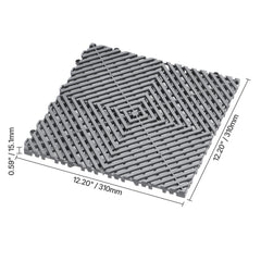 Interlocking Drainage Mat, 31 x 31 cm Modular Interlocking Cushion, 50 Pcs Splicing Drainage Mats, Non-Slip Gray PP Drainage Floor Tile and Shower Mat, for Garage, Garden, Kitchen & Outdoor