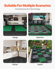 Interlocking Drainage Mat, 31 x 31 cm Modular Interlocking Cushion, 24 Pcs Splicing Drainage Mats, Non-Slip Black PP Drainage Floor Tile and Shower Mat, for Garage, Garden, Kitchen & Outdoor