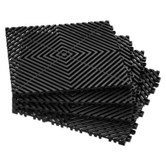 Interlocking Drainage Mat, 31 x 31 cm Modular Interlocking Cushion, 24 Pcs Splicing Drainage Mats, Non-Slip Black PP Drainage Floor Tile and Shower Mat, for Garage, Garden, Kitchen & Outdoor
