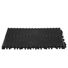 Interlocking Drainage Mat, 31 x 31 cm Modular Interlocking Cushion, 24 Pcs Splicing Drainage Mats, Non-Slip Black PP Drainage Floor Tile and Shower Mat, for Garage, Garden, Kitchen & Outdoor