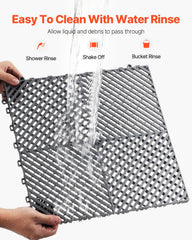 Interlocking Drainage Mat, 41.5 x 41.5 cm Modular Interlocking Cushion, 24 Pcs Splicing Drainage Mats, PP Non-Slip Drainage Floor Tile and Shower Mat, for Garage, Garden, Kitchen & Outdoor