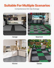 Interlocking Drainage Mat, 41.5 x 41.5 cm Modular Interlocking Cushion, 24 Pcs Splicing Drainage Mats, PP Non-Slip Drainage Floor Tile and Shower Mat, for Garage, Garden, Kitchen & Outdoor
