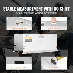 Wheel Alignment Tool, 2-Pack Alignment Tool Toe Plates, Stainless Steel Toe Angle Measurement Tool Plate, 4 Alignment Rods and Magnetic Slots, Includes Measuring Tapes & Conversion Chart
