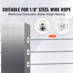 51Pack Cable Railing Kit 3.2mm Wheel Protector Sleeves, Bundle with Black Invisible 3.2mm Swage Tensioner and Terminal, Cable Railing Post Safeguard Covers for 0.41inch Horizontal Hole Post