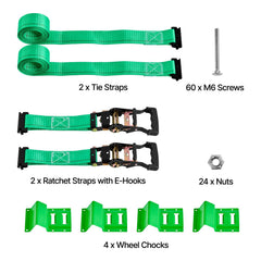 Wheel Chock Tie-Down Kit, Chock-Style Trailer Tie Down Strap, Car Tie Down Kit with Buckle, Break Strength 1986.73 kg & Working Load 662 kg Motorcycle Tie-Down System for ATVs, UTVs & Trailers