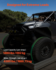 Wheel Chock Tie-Down Kit, Chock-Style Trailer Tie Down Strap, Car Tie Down Kit with Buckle, Break Strength 1986.73 kg & Working Load 662 kg Motorcycle Tie-Down System E-Hooks for ATVs, UTVs