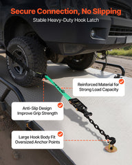 Wheel Chock Tie-Down Kit, Tire-Style Tow Dolly Strap, Car Tie Down Kit with Heavy-Duty Hook, Break Strength 4540 kg & Working Load 1512 kg Motorcycle Tie-Down System for ATV, SUV, Trailer