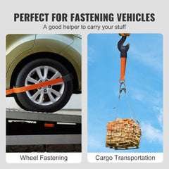 Ratchet Tie Down Straps Kit, 5.08" x 304.8" Tire Straps, 2500kgs Working Load, 11023 LBS Breaking Strength, Car Tie Down Straps with Snap Hooks for Passenger Car, Truck, Trailer, 4-Pack