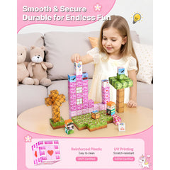 Magnetic Blocks, 100 PCS Princess Castle Set, Magnetic Building Cubes for Kids, STEM Montessori Sensory Toys for Christmas Birthday Gift, Construction Stacking Toy for 3+ Years Old Boys & Girls