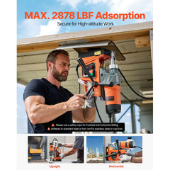 Magnetic Drill, 1450W Motor 2 in Boring Diameter, 2878 lbf Portable Electric Mag Drill Press, with 6 Coring Bits, Variable Speed, Drilling Machine for Metal Surface, Home Improvement Industry