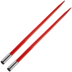 Pair Hay Spear 43" Bale Spear 3000 lbs Capacity, Bale Spike Quick Attach Square Hay Bale Spears 1 3/4", Red Coated Bale Forks, Bale Hay Spike with Hex Nut & Sleeve for Buckets Tractors Loaders