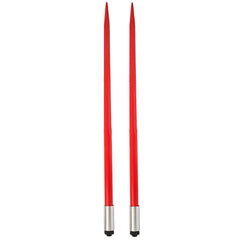 Pair Hay Spear 49" Bale Spear 3000 lbs Capacity, Bale Spike Quick Attach Square Hay Bale Spears 1 3/4", Red Coated Bale Forks, Bale Hay Spike with Hex Nut & Sleeve for Buckets Tractors Loaders