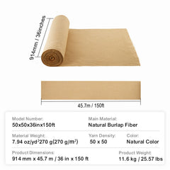 Burlap Fabric Roll Burlap Tree Wrap 914 mm x 45.7 m for Crafts & Plants