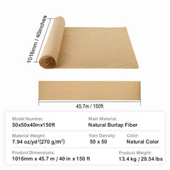 Burlap Fabric Roll Burlap Tree Wrap 1016 mm x 45.7 m for Crafts & Plants