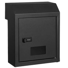 Through The Door Key Drop Box, Heavy Duty Steel Through the Door Mailbox with 12" Combination Lock, Mail Drop Box, Black