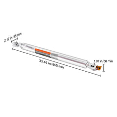 Laser Tube, 50W CO2 Laser Tube for Laser Engraver and Cutter Machine, 850 mm Length, 50 mm Diameter, Glass Laser Cutting Tube with TEM00 Beam Mode, for Wood Acrylic Fabric Leather Bamboo