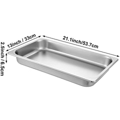 Hotel Pans Full Size 2.5 Inch Deep, Steam Table Pan 6 Pack , 22 Gauge/0.8mm Thick Stainless Steel Hotel Pan Anti Jam Steam Table Pan