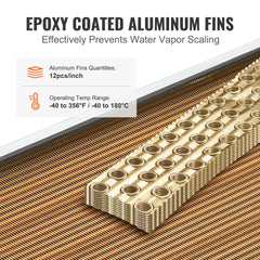 20"x 20" Heat Exchanger Water to Air 3-Row 3/8" Copper Ports 242 Fins