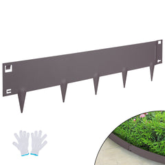 Steel Landscape Edging, 5-pack Steel Garden Edging Borders, 39" L x 5" H Strips, Hammer-in Edging Border, Bendable Metal Landscape Edging for Yard, Garden, Lawn, 3.15" Spike Height, Rustic Brown