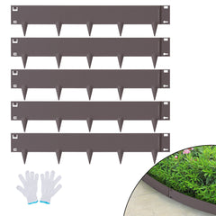 Steel Landscape Edging, 5-pack Steel Garden Edging Borders, 39" L x 5" H Strips, Hammer-in Edging Border, Bendable Metal Landscape Edging for Yard, Garden, Lawn, 3.15" Spike Height, Rustic Brown