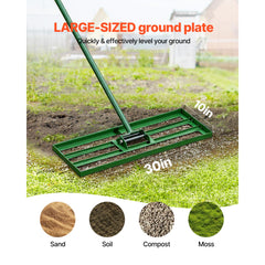Lawn Leveling Rake, 30"x10" Level Lawn Tool, Heavy-duty Lawn Leveler with 78" Steel Extended Handle, Yard Leveling Rake Suit for Garden, Golf Lawn, Farm