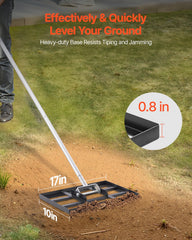 254 x 430 mm Lawn Leveling Rake 1980 mm Adjustable Handle for Yard Golf Court