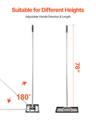 254 x 430 mm Lawn Leveling Rake 1980 mm Adjustable Handle for Yard Golf Court