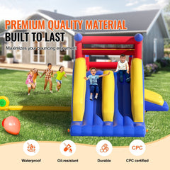 Inflatable Bounce House, Outdoor High Quality Playhouse Trampoline, Jumping Bouncer with Blower, Slide, and Storage Bag, Family Backyard Bouncy Castle, for Kid Ages 3_8 Years, 4.6x2.6x2.3m