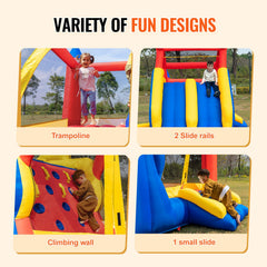 Inflatable Bounce House, Outdoor High Quality Playhouse Trampoline, Jumping Bouncer with Blower, Slide, and Storage Bag, Family Backyard Bouncy Castle, for Kid Ages 3_8 Years, 4.6x2.6x2.3m