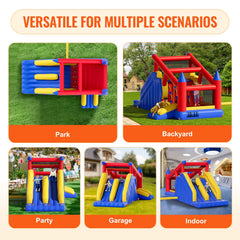 Inflatable Bounce House, Outdoor High Quality Playhouse Trampoline, Jumping Bouncer with Blower, Slide, and Storage Bag, Family Backyard Bouncy Castle, for Kid Ages 3_8 Years, 4.6x2.6x2.3m