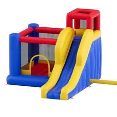 Inflatable Bounce House, Outdoor High Quality Playhouse Trampoline, Jumping Bouncer with Blower, Slide, and Storage Bag, Family Backyard Bouncy Castle, for Kid Ages 3_8 Years, 3.4x2.6x2.3m