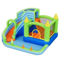 Inflatable Bounce House, 3.4 x 3.74 x 2.13 m Inflatable Bounce House Water Slide, Bouncer Castle with Castle Bounces, Basketball Hoop, Splash Pool & Water Ring Toss, for 3 to 4 Kids Ages 3 to 8