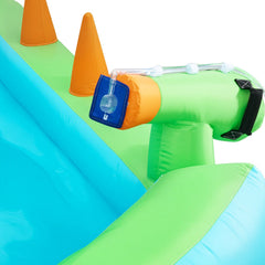 Inflatable Bounce House, 3.4 x 3.74 x 2.13 m Inflatable Bounce House Water Slide, Bouncer Castle with Castle Bounces, Basketball Hoop, Splash Pool & Water Ring Toss, for 3 to 4 Kids Ages 3 to 8