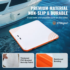 Inflatable Floating Dock, 10 x 10FT Inflatable Dock Platform, Non-Slip Water Floating Dock Mat with Portable Carrying Bag & Detachable Ladder, Floating Platform Island Raft for Pool Beach Ocean