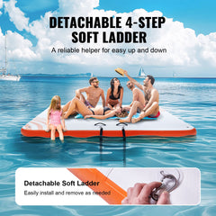 Inflatable Floating Dock, 10 x 10FT Inflatable Dock Platform, Non-Slip Water Floating Dock Mat with Portable Carrying Bag & Detachable Ladder, Floating Platform Island Raft for Pool Beach Ocean