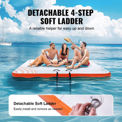 Inflatable Floating Dock, 7 x 7FT Inflatable Dock Platform, Non-Slip Water Floating Dock Mat with Portable Carrying Bag & Detachable Ladder, Floating Platform Island Raft for Pool Beach Ocean