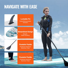 Inflatable Stand Up Paddle Board, 152 mm Wide SUP Paddleboard, with Board Accessories, Pump, Paddle, Fin, Phone Bag, Backpack, Ankle Leash, Repair Kit, Non-slip Deck for Youth & Adults